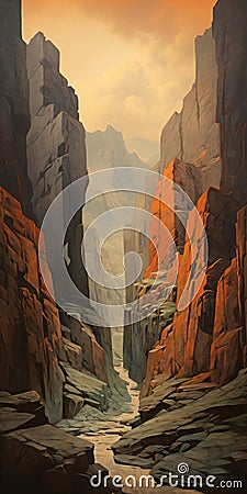 Canyon Painting In The Style Of Dalhart Windberg Stock Photo