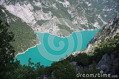 Canyon of Piva lake, Montenegro. Beautiful nature landscape Stock Photo