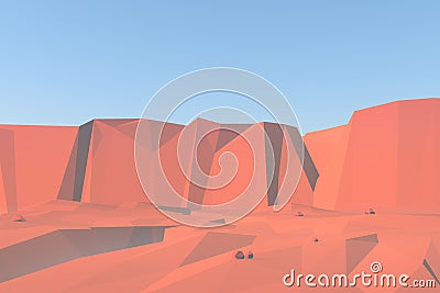 Canyon red rocks landscape 3d render illustration Cartoon Illustration