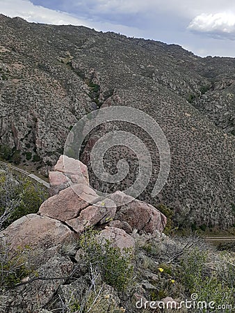 Canyon trail granite Crystal lake Curt Gowdy State park Stock Photo