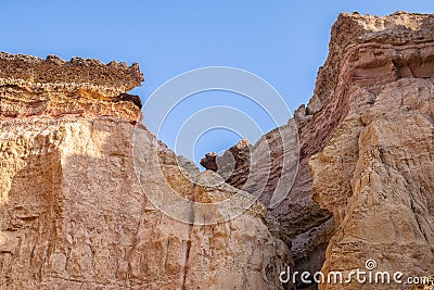 Canyon wall with detail of water erosion marks. Namibe. Angola. Africa Stock Photo