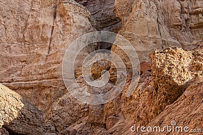 Canyon wall with detail of water erosion marks. Namibe. Angola. Africa Stock Photo