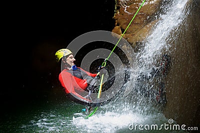 Canyoning in Spain Stock Photo