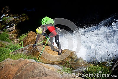 Canyoning in Spain Stock Photo