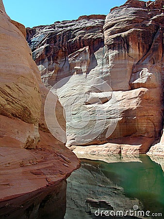 Canyons in Lake Powell of Lake Powell. Stock Photo