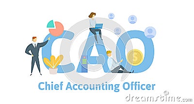 CAO, Chief Accounting Officer. Concept with keywords, letters, and icons. Flat vector illustration. Isolated on white Vector Illustration