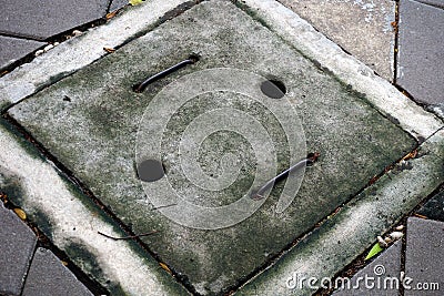 cap cement pipe on street Stock Photo