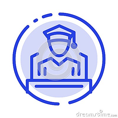 Cap, Education, Graduation, Speech Blue Dotted Line Line Icon Vector Illustration