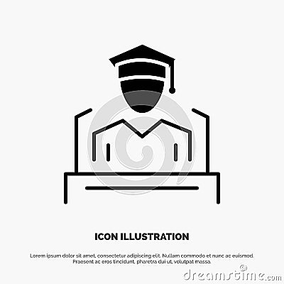Cap, Education, Graduation, Speech solid Glyph Icon vector Vector Illustration