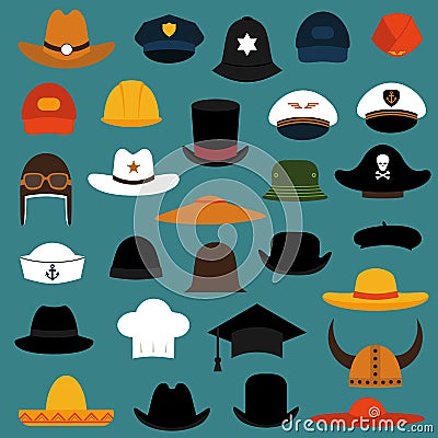 Cap and hat icons Vector Illustration