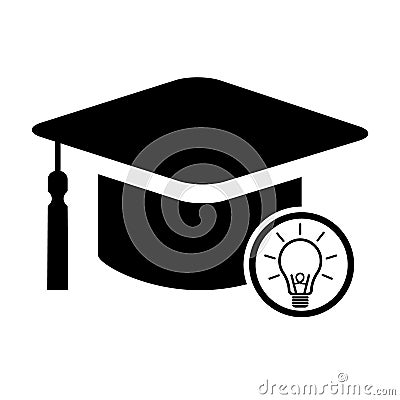Cap, hat idea symbol isolated on white background. Graduate education illustration vector icon, success web button Vector Illustration