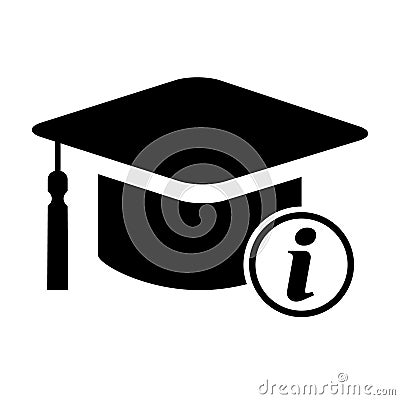 Cap, hat information symbol isolated on white background. Graduate education illustration vector icon, success web button Vector Illustration