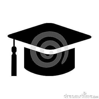 Cap, hat symbol isolated on white background. Graduate education illustration vector icon, success web button Vector Illustration
