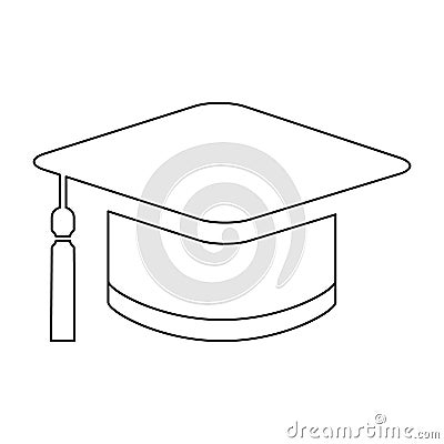 Cap, hat symbol isolated on white background. Graduate education illustration vector icon, success web button Vector Illustration