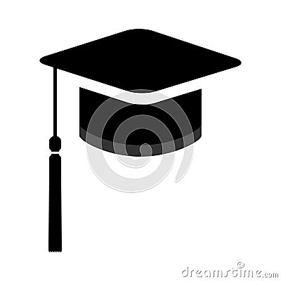 Cap, hat symbol isolated on white background. Graduate education illustration vector icon, success web button Vector Illustration