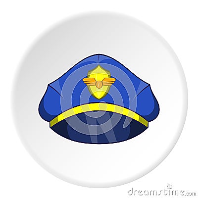 Cap pilot icon, cartoon style Vector Illustration