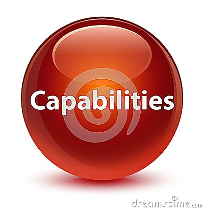 Capabilities glassy brown round button Cartoon Illustration