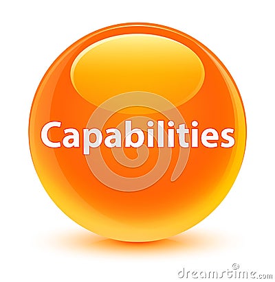 Capabilities glassy orange round button Cartoon Illustration