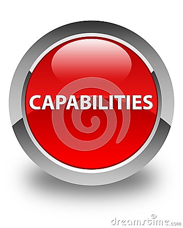 Capabilities glossy red round button Cartoon Illustration