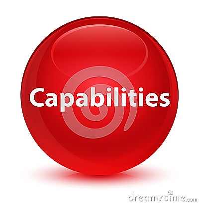 Capabilities glassy red round button Cartoon Illustration