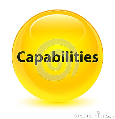 Capabilities glassy yellow round button Cartoon Illustration