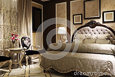 Capacious bedroom Stock Photo