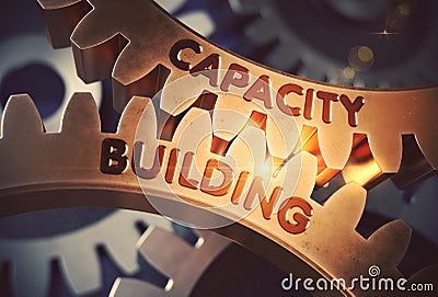 Capacity Building Concept. Golden Gears. 3D Illustration. Stock Photo