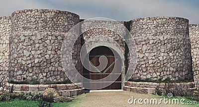 Hypothetical depiction of Caparra gate. Extremadura Spain Editorial Stock Photo