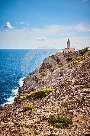 Capdepera lighthouse in Cala Ratjada, Mallorca. Stock Photo