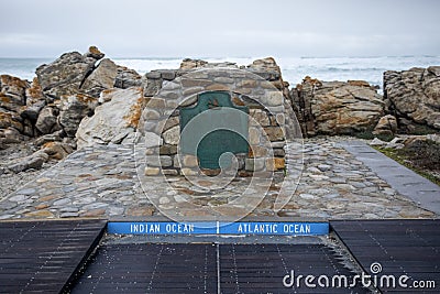Cape Agulhas in the south of South Africa where the Atlantic Ocean divides from the Indian Ocean Editorial Stock Photo