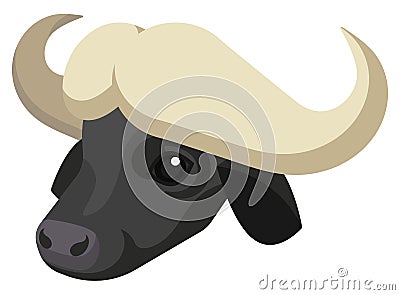 Cape buffalo portrait made in unique simple cartoon style. Vector head of buffalo. Isolated artistic stylized icon for Vector Illustration