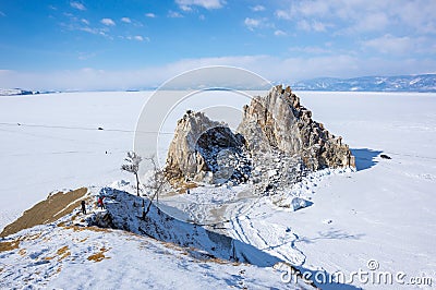 Cape Burkhan on Olkhon Island at Baikal Lake Stock Photo