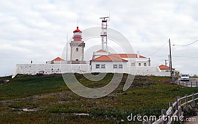 Lighthouse at Cabo da Roca - westernmost point of continental Europe, Portugal Editorial Stock Photo