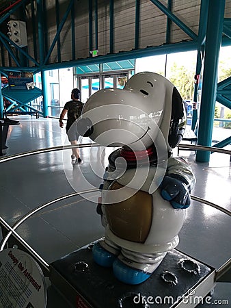 Cape Canaveral, FL/United States: Snoopy the astronaut in a space suit at Kennedy Space Center Editorial Stock Photo