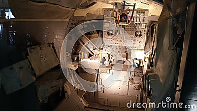 Cape Canaveral, Florida/USA - interior of the NASA Apollo 11 Moon Landing Command Module of the space capsule Editorial Stock Photo
