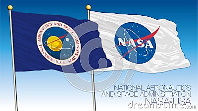 NASA flag, USA, National Aeronautics and Space Administration Vector Illustration