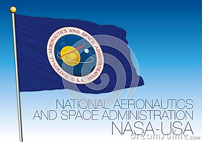 NASA flag, USA, National Aeronautics and Space Administration Vector Illustration