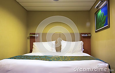Cape Canaveral, USA - april 29, 2018: The interior of inside cabin at cruise ship Oasis of the Seas Editorial Stock Photo