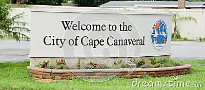 Cape Canaveral Welcome Sign, Florida Editorial Stock Photo