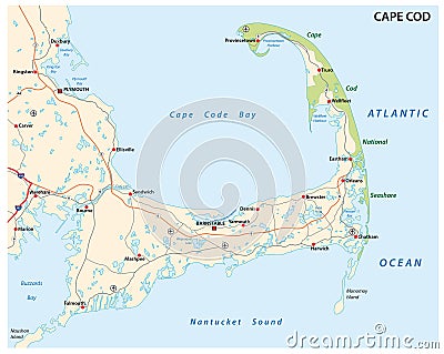 Cape cod map Vector Illustration