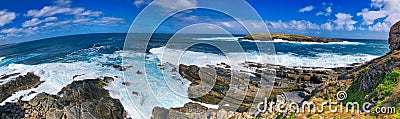 Cape Du Couedic, Kangaroo Island. Panoramic aerial view of Casuarina Islets on a sunny day Stock Photo