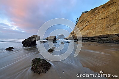 Cape Kiwanda sunrise, Pacific City, Oregon Stock Photo