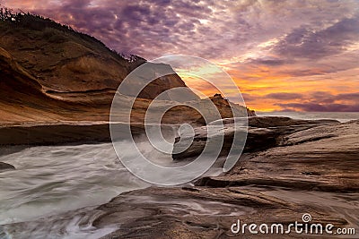 Cape Kiwanda Sunset along Oregon coast USA Stock Photo