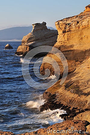 Cape Kiwanda at sunset, Oregon Coast Stock Photo