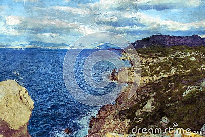 Cape Melagkavi shoreline - Greece Stock Photo