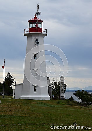 Cape Mudge Lighthouse on Quadra Island Stock Photo