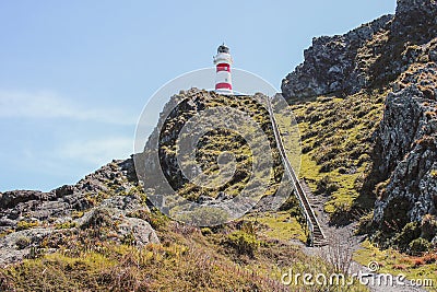 Cape Palliser lighthouse, North Island, New Zealand Stock Photo