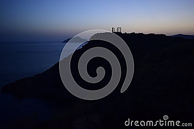 Cape Sounion the ancient Greek temple of Poseidon Stock Photo