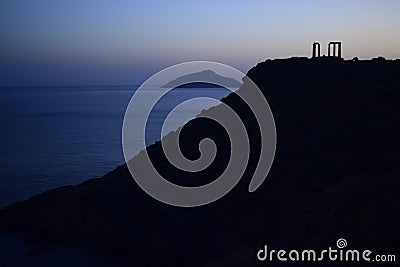 Cape Sounion the ancient Greek temple of Poseidon Stock Photo