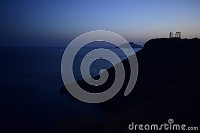 Cape Sounion the ancient Greek temple of Poseidon Stock Photo